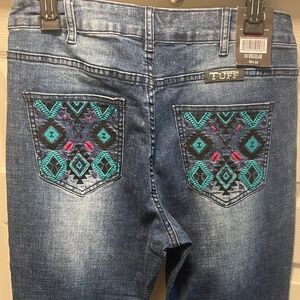 Cowgirl Tuff Bootcut Jeans~Size 30~ Regular~NWT~Turquoise & Pink Pocket Design